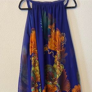 Gorgeous swing wedding guest dress bright and cheery mid length electric blue